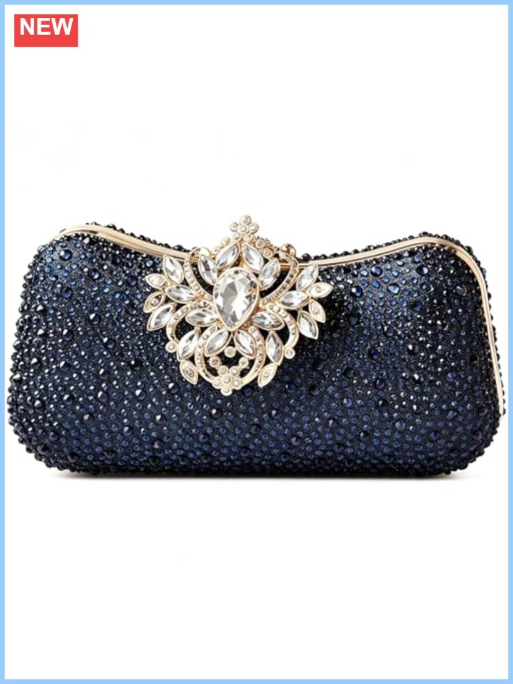 Rhinestone Clasp Evening Clutch Crystal Clutch Bag with Chain